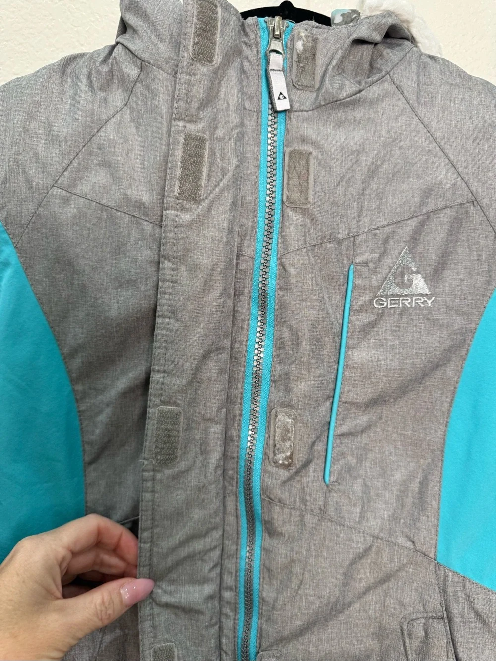 Gerry Girls S 7/8 Gray Teal Insulated Ski Snow Winter Jacket Hooded